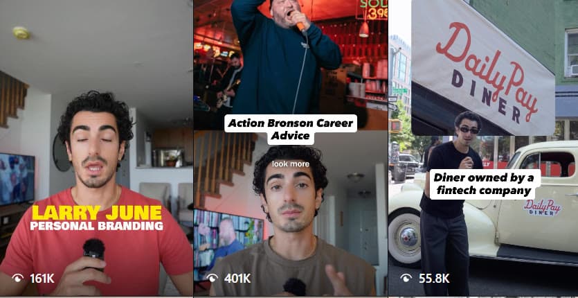 Posts by CreatorBuzz and Vin Matano with their view counts